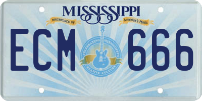 MS license plate ECM666