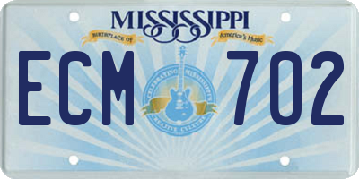 MS license plate ECM702