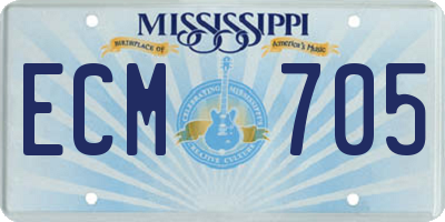 MS license plate ECM705