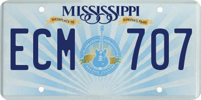 MS license plate ECM707