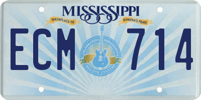 MS license plate ECM714