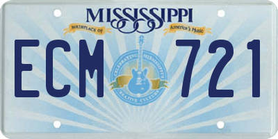 MS license plate ECM721