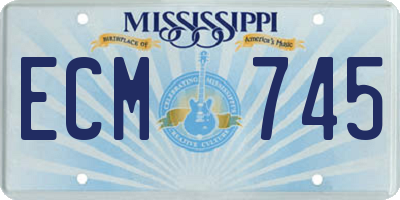 MS license plate ECM745