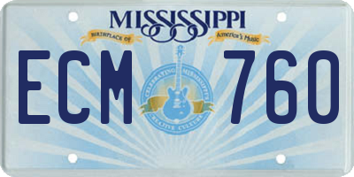 MS license plate ECM760