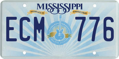 MS license plate ECM776