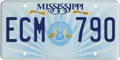 MS license plate ECM790
