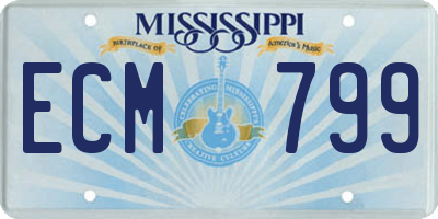 MS license plate ECM799