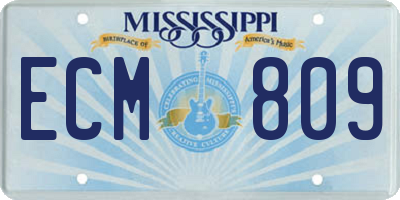 MS license plate ECM809