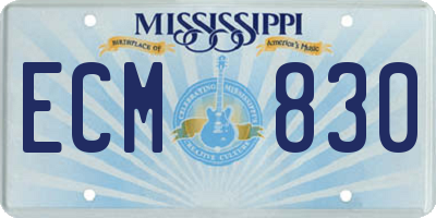 MS license plate ECM830