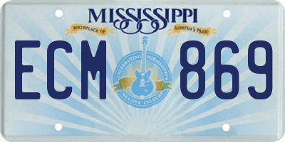MS license plate ECM869