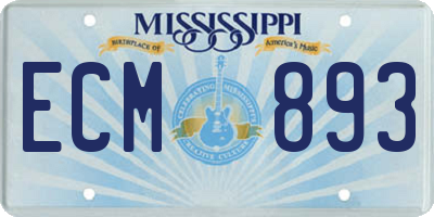 MS license plate ECM893