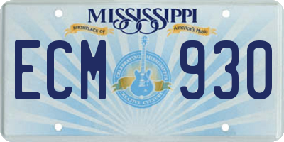 MS license plate ECM930