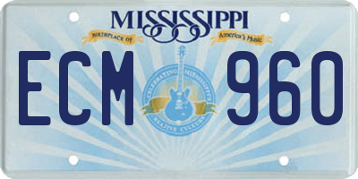 MS license plate ECM960