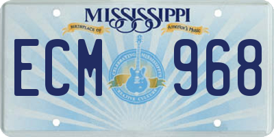 MS license plate ECM968