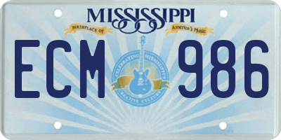 MS license plate ECM986