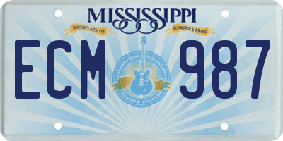 MS license plate ECM987