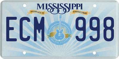 MS license plate ECM998
