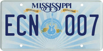 MS license plate ECN007