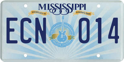 MS license plate ECN014