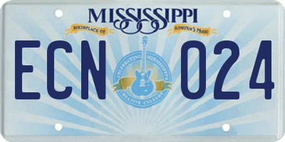 MS license plate ECN024