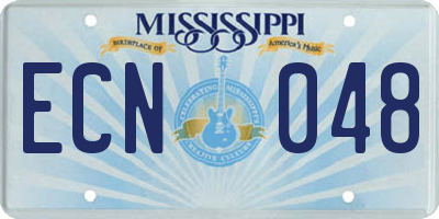 MS license plate ECN048