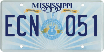 MS license plate ECN051