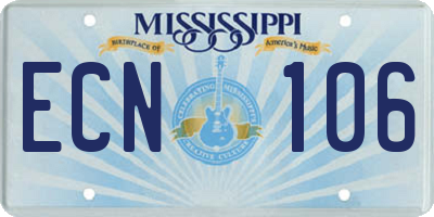 MS license plate ECN106