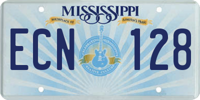 MS license plate ECN128