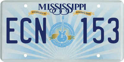 MS license plate ECN153