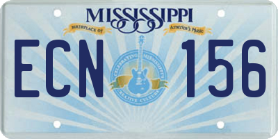 MS license plate ECN156