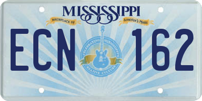 MS license plate ECN162