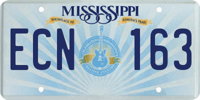MS license plate ECN163