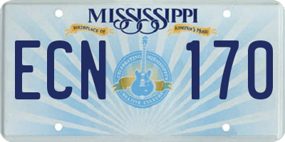 MS license plate ECN170