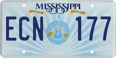 MS license plate ECN177