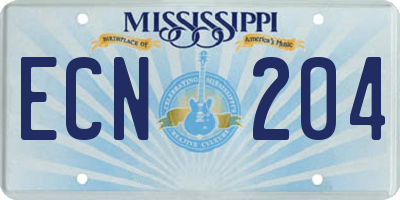 MS license plate ECN204