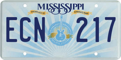 MS license plate ECN217