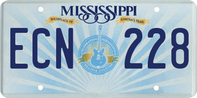 MS license plate ECN228