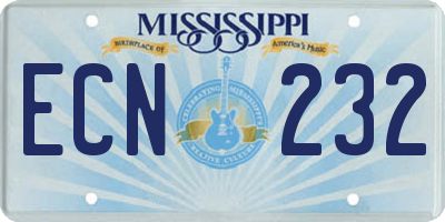 MS license plate ECN232