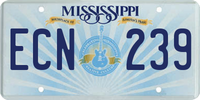MS license plate ECN239