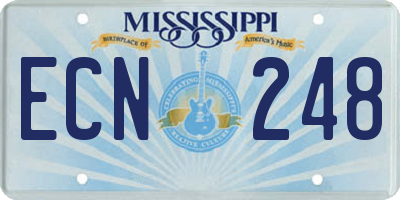 MS license plate ECN248