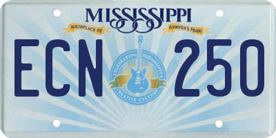 MS license plate ECN250