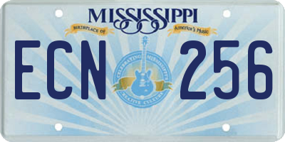 MS license plate ECN256
