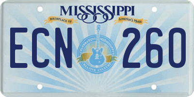 MS license plate ECN260