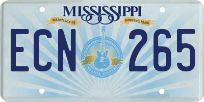 MS license plate ECN265