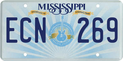 MS license plate ECN269