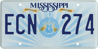 MS license plate ECN274