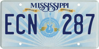 MS license plate ECN287