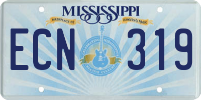 MS license plate ECN319