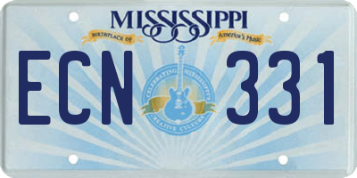 MS license plate ECN331