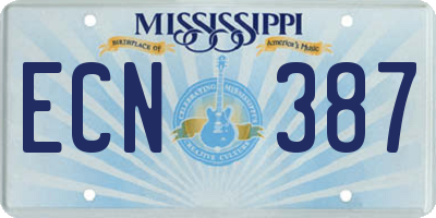 MS license plate ECN387
